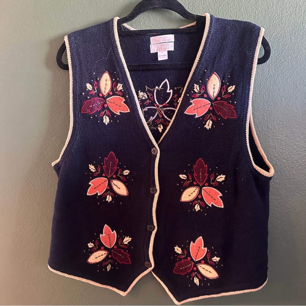 Vintage Christopher & Banks Hand Embroidered Autumn Vest